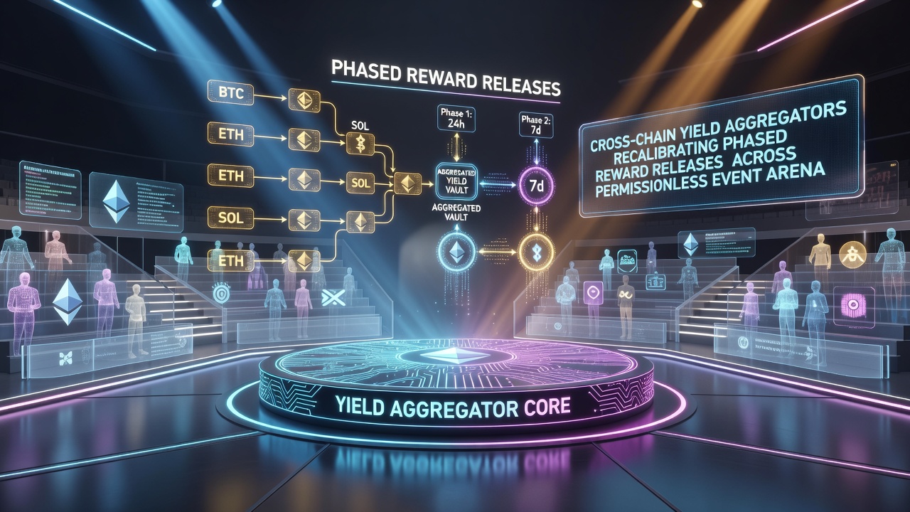 Darstellung von phasenweisen Reward-Freigaben in permissionless Event-Arenen mit Cross-Chain-Integration und digitalen Assets