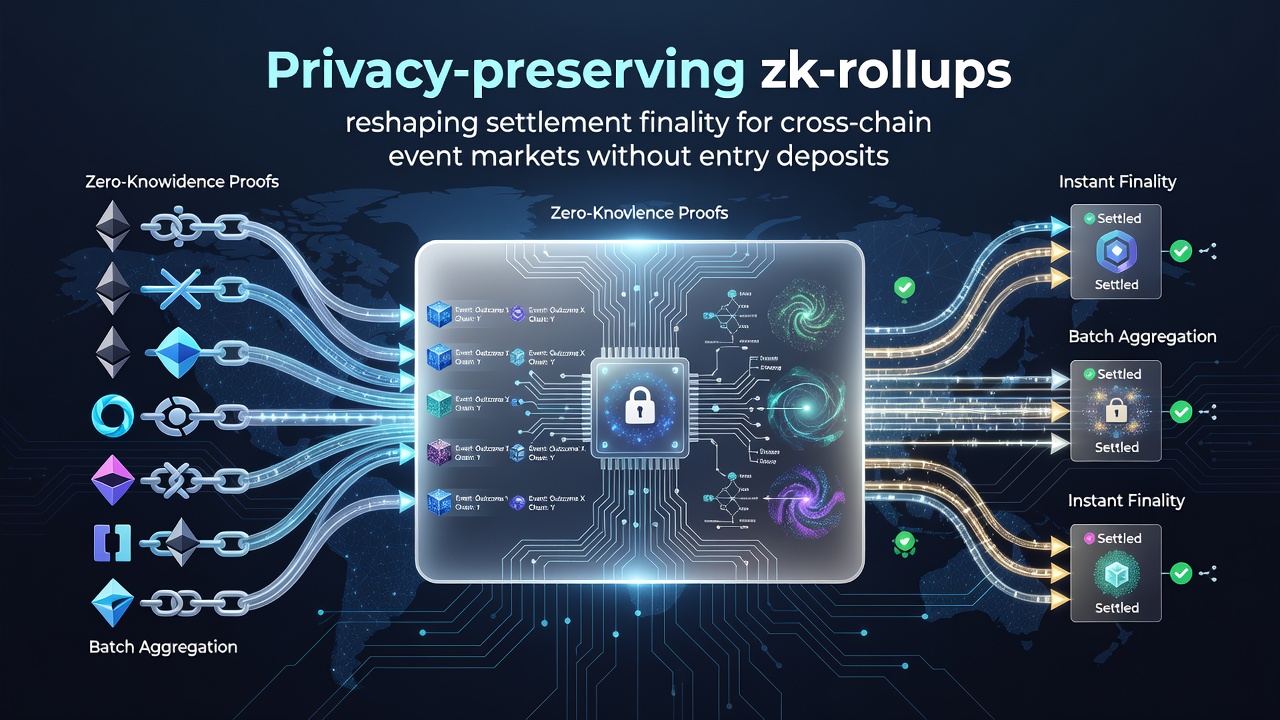 Darstellung von zk-Rollups in Cross-Chain-Event-Märkten mit Fokus auf Datenschutz und Settlement-Prozesse